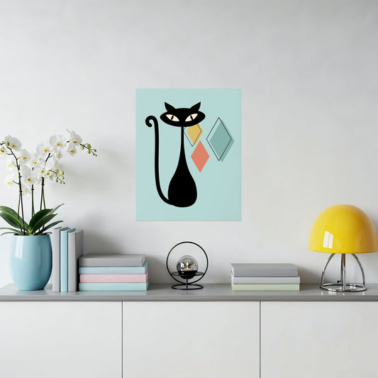 Elegant Cat Art with Geometric Shapes Wall Art product