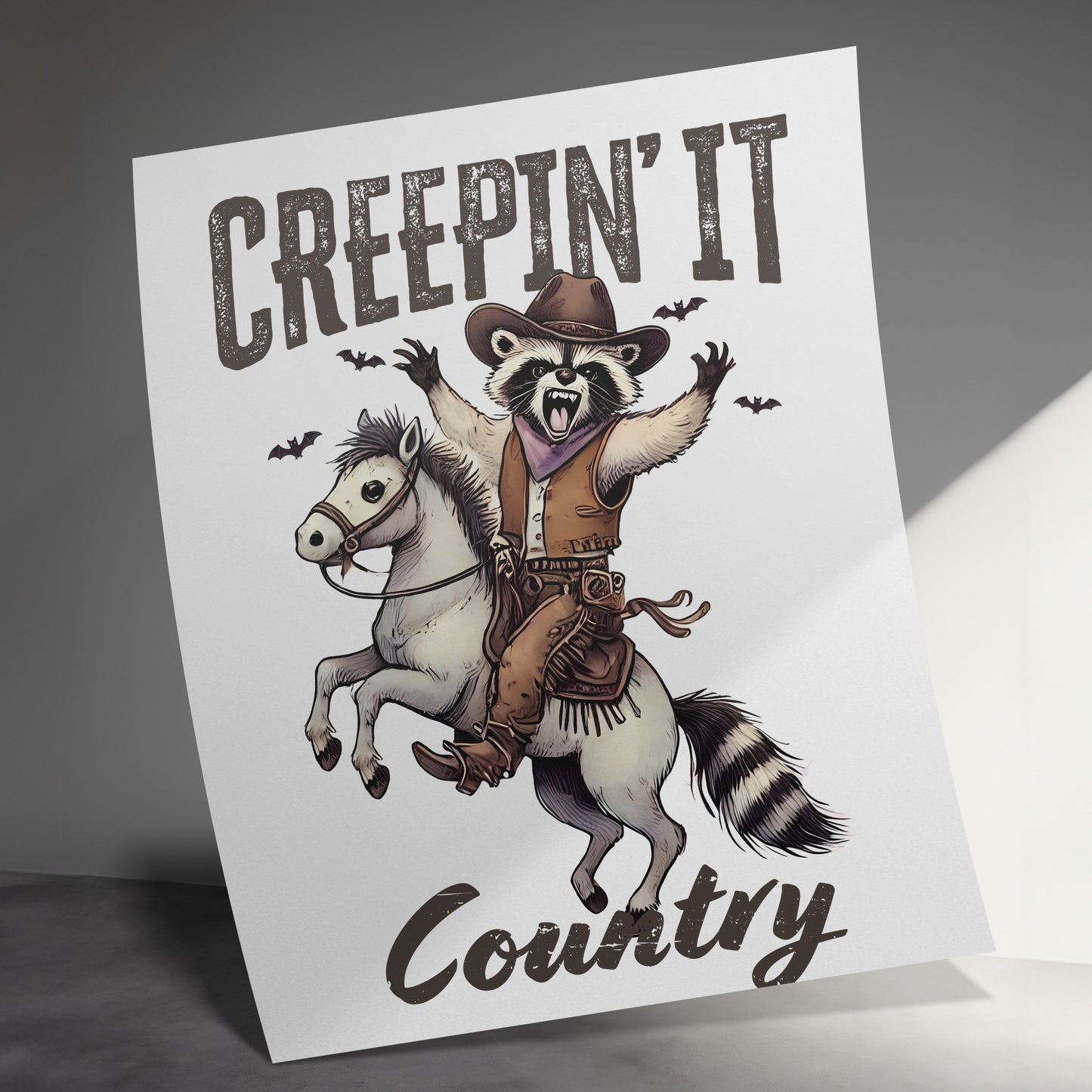 Creepin It Country Raccoon Riding Horse Poster product