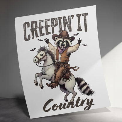 Creepin It Country Raccoon Riding Horse Poster product