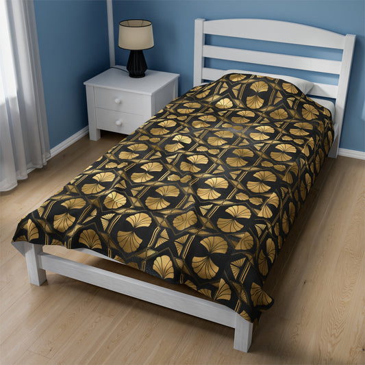 black and gold velveteen throw blanket for couch and bed