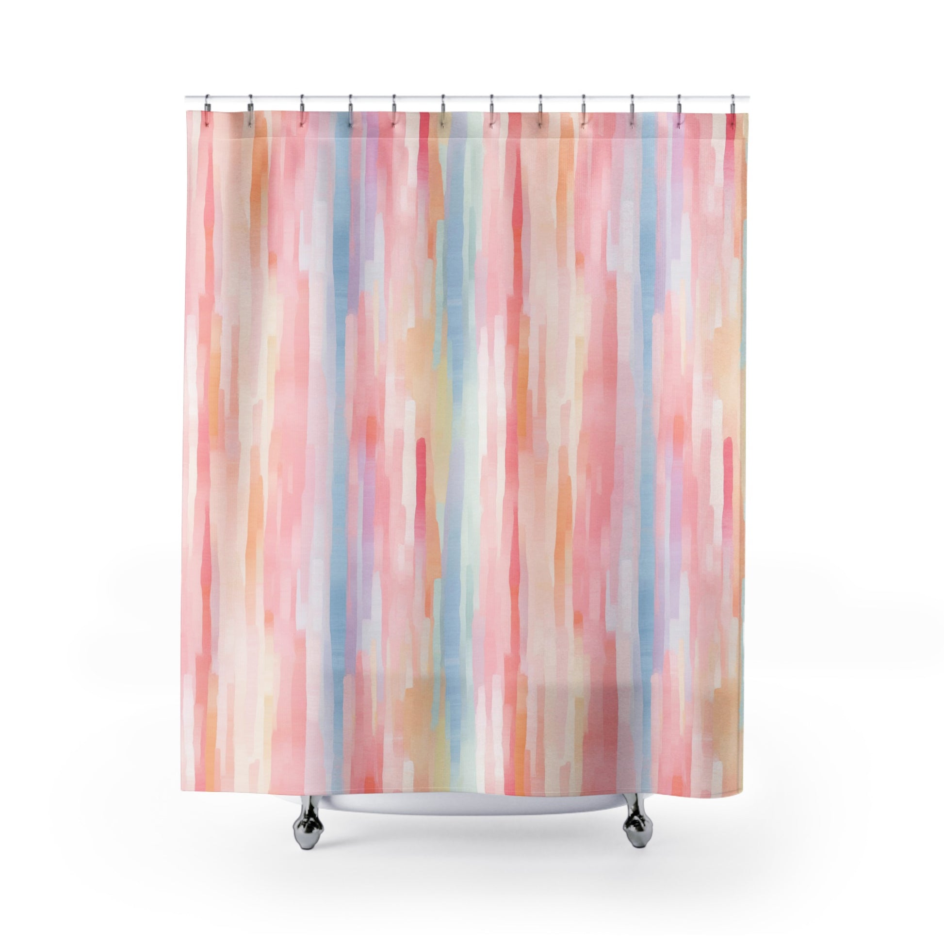 Abstract Colorful Vertical Striped Pattern Shower Curtain