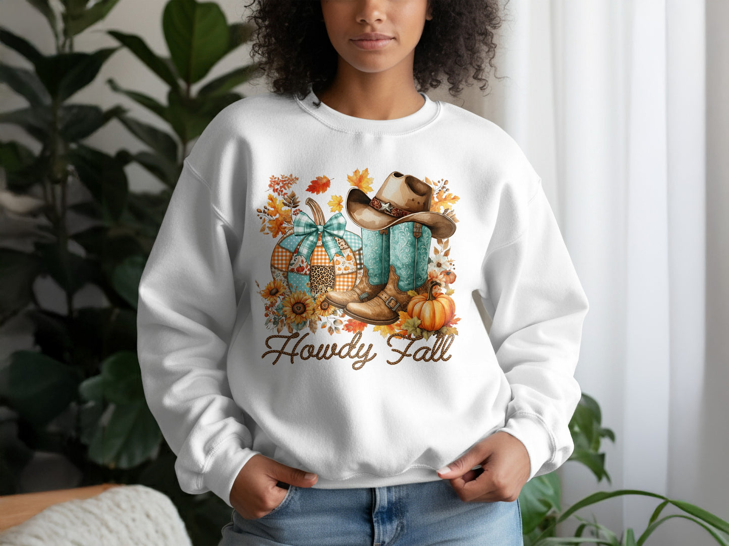 Howdy Fall Boots And Hat Western Scene Sweatshirt and hoodie