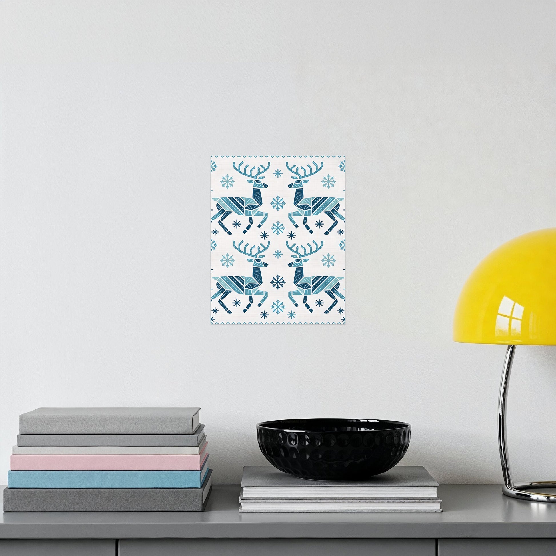 Blue and White Reindeer Design Wall Art Product