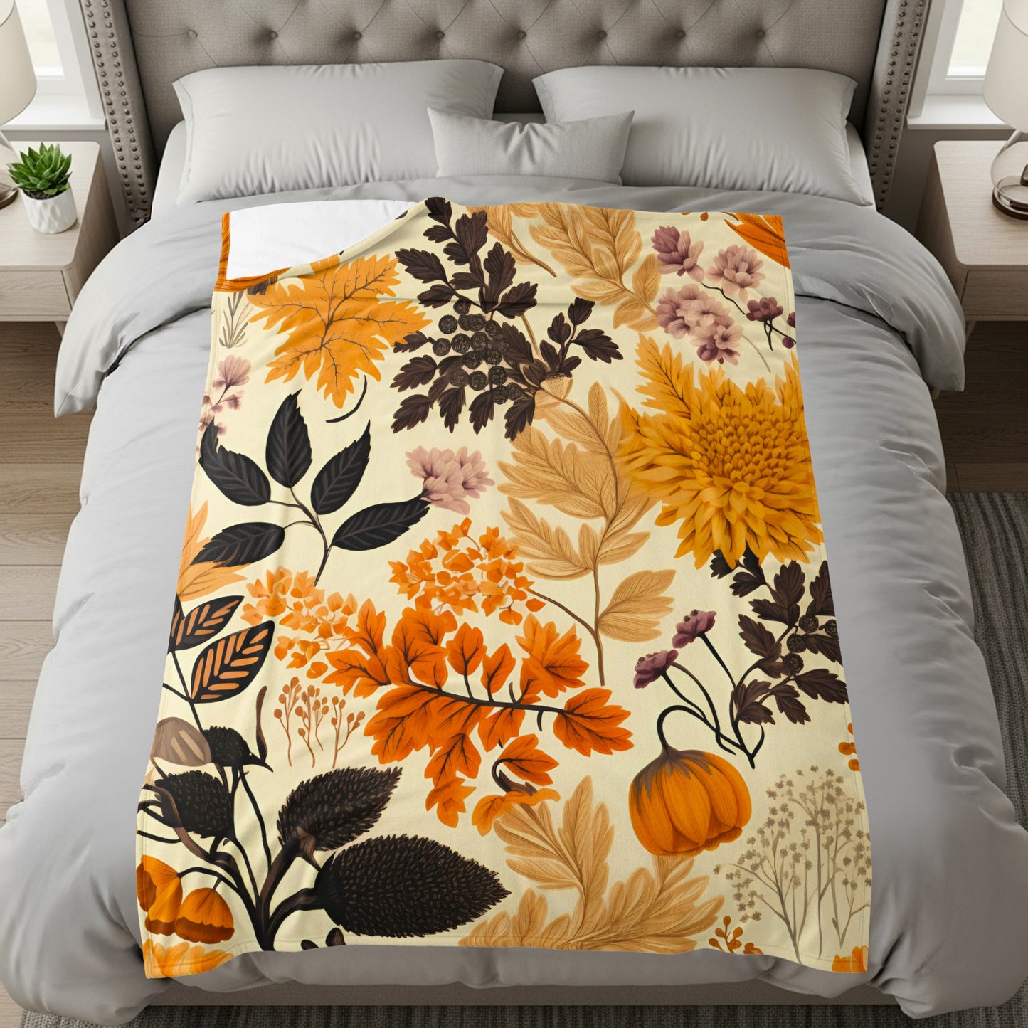 Vibrant Autumn Floral Patterned Duvet Cover Bedding