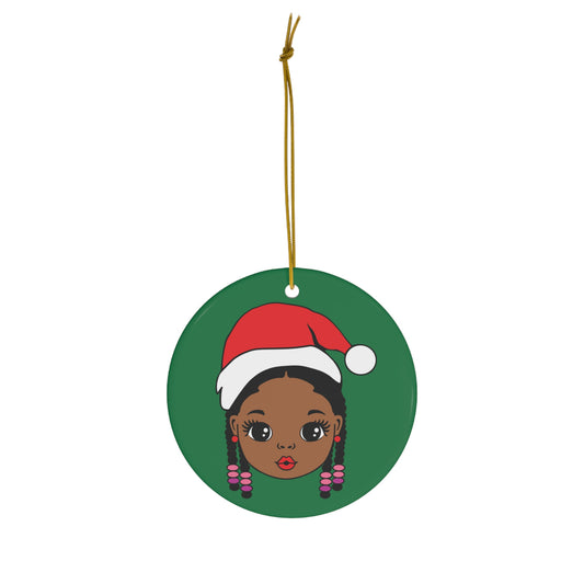 Cute Black Girl  Ceramic Christmas Ornament, African American Tree Ornament,