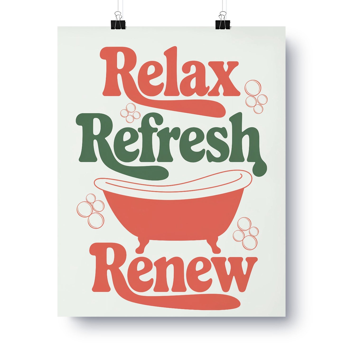 Relax Refresh Renew Art Print for Bathroom Decor