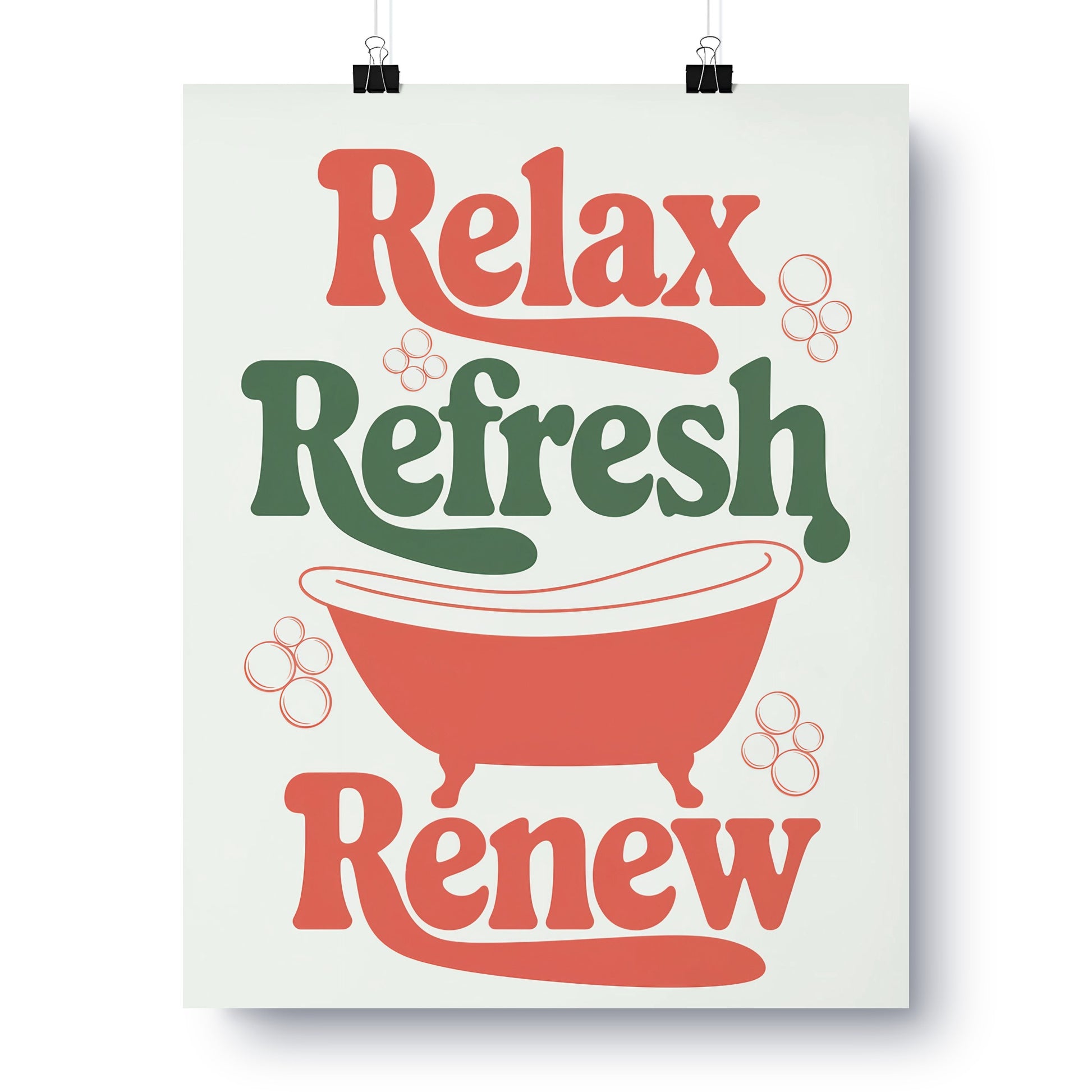 Relax Refresh Renew Art Print for Bathroom Decor
