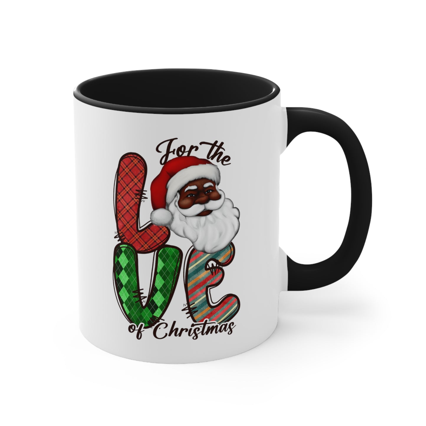 Black Santa Coffee Mug, African American Christmas Accent Coffee Mug, 11oz,