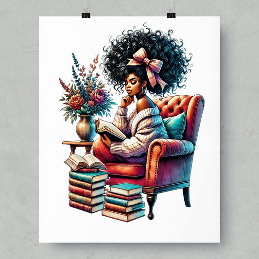 Woman with Books Thinking on Armchair product type