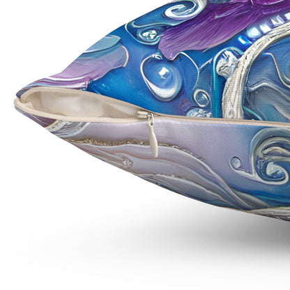 Purple Pearly Floral Throw Pillow, Cute Decorative Accent Pillow for Sofa Bed Gift for Her