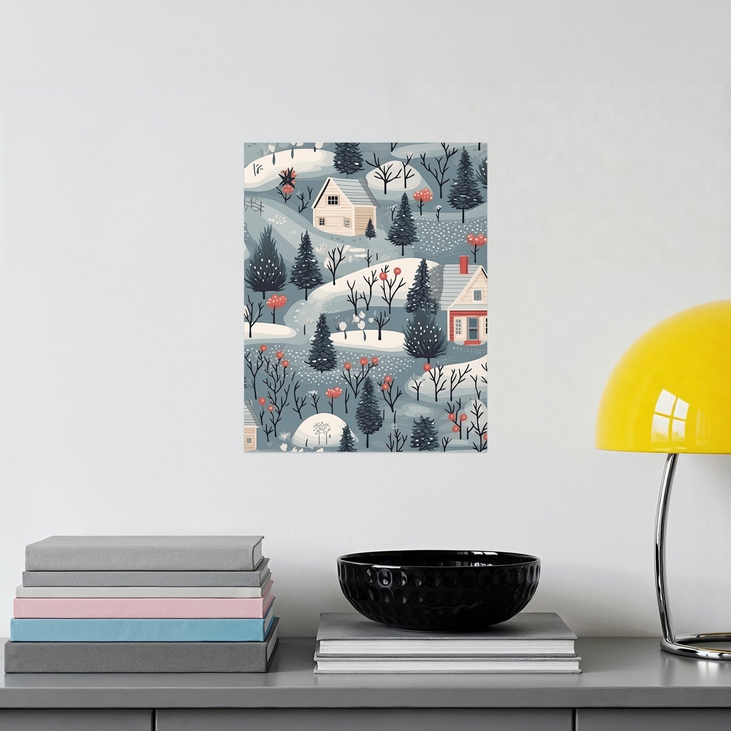 Whimsical Winter Village Scene Wall Art Product