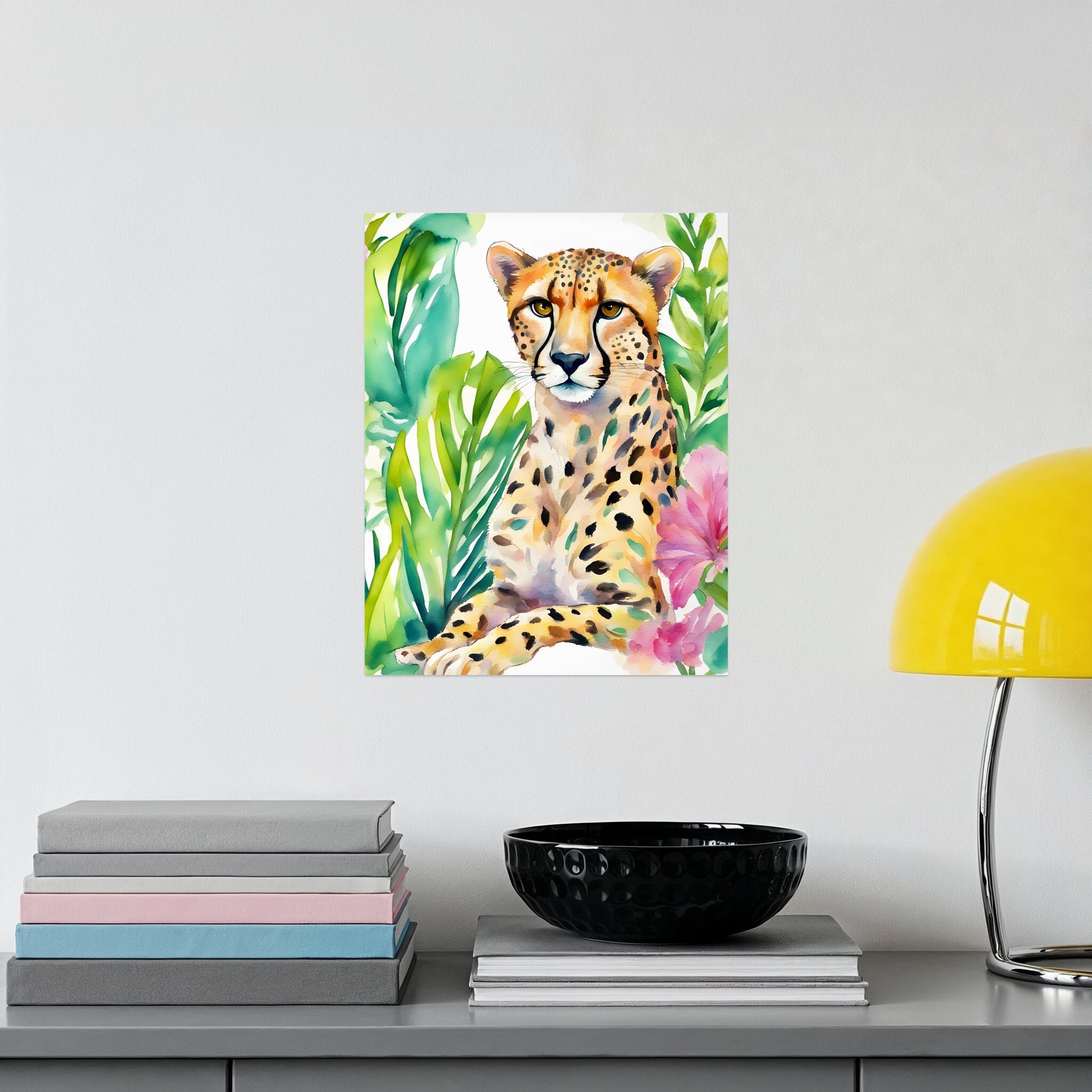 Colorful Cheetah Portrait Tropical Wall Art Decor