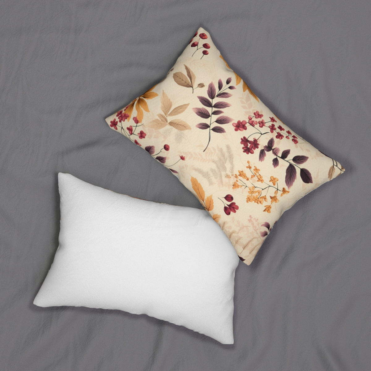 Floral and Solid Pattern Decorative Pillow Set