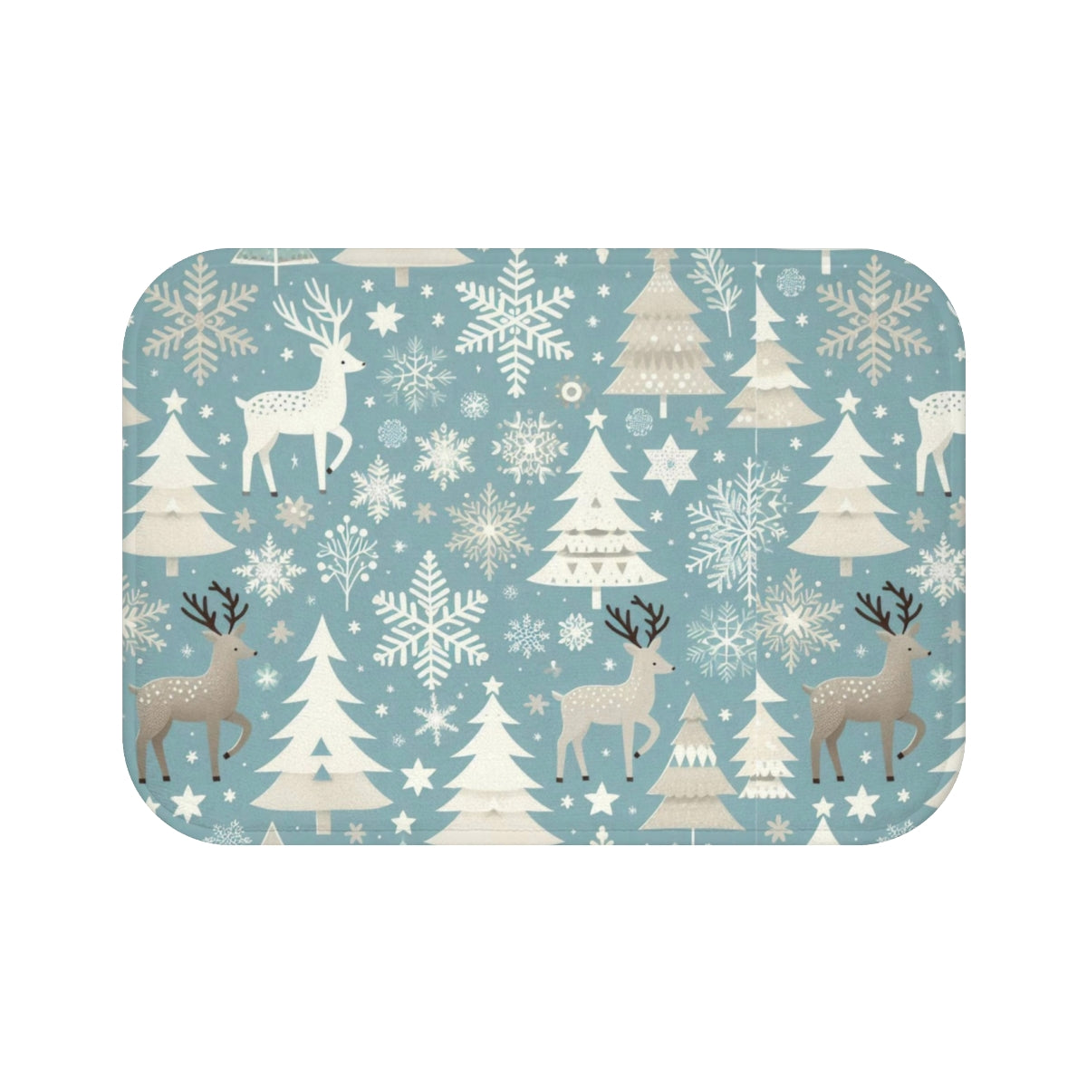 Winter Wonderland Reindeer Snowflakes Bath Mat