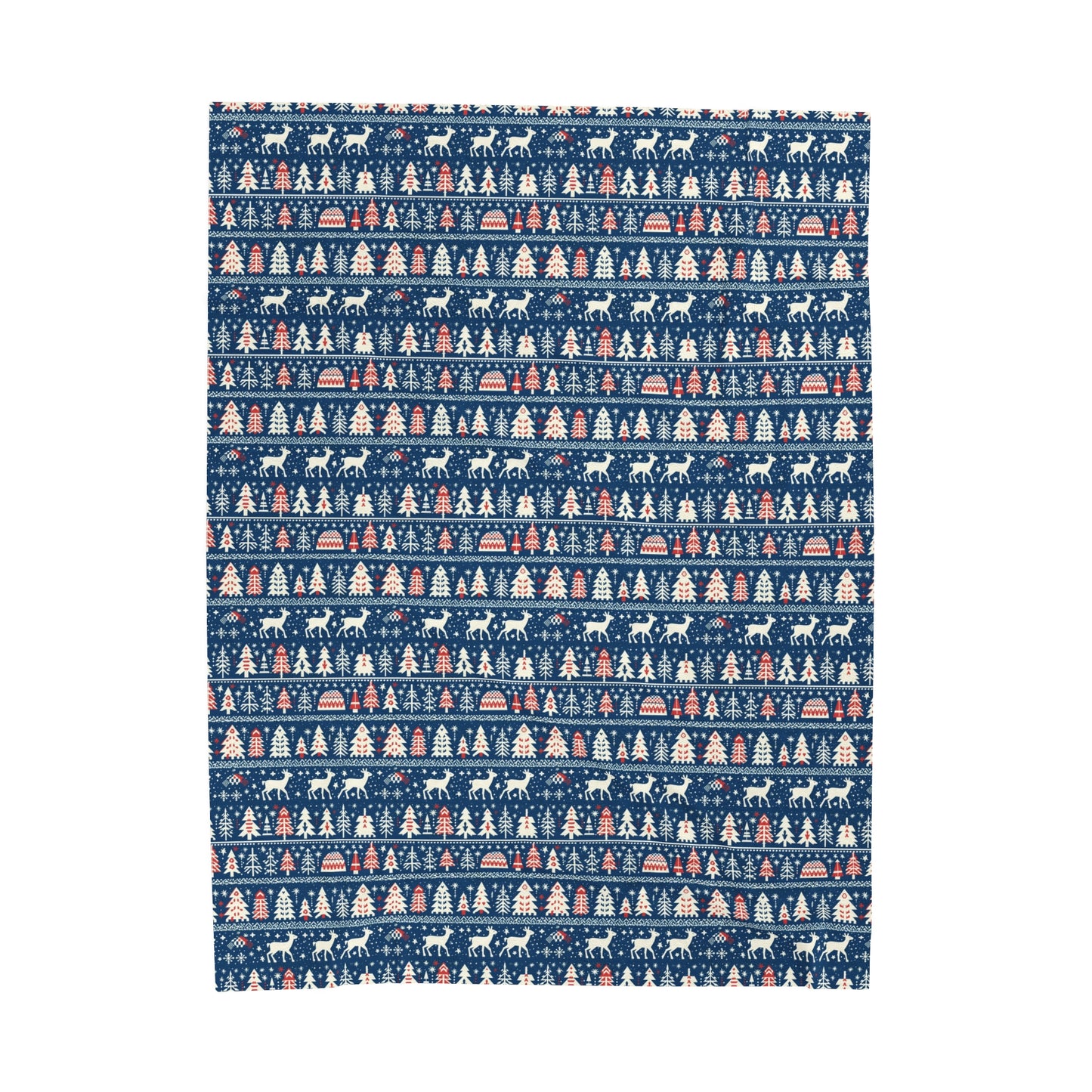 Blue Fair Isle Plush Blanket Cozy Warm Throw Blanket Couch Nordic Decor