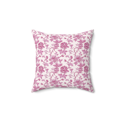 Pink Floral Toile Pillow, Coquette Home Decor Decorative Accent Throw Pillow Cover