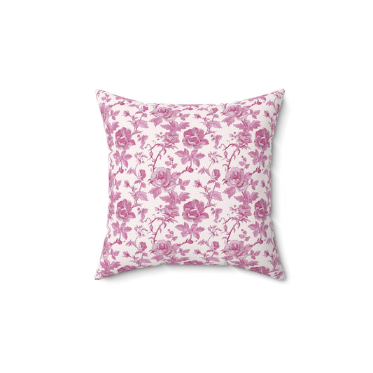 Pink Floral Toile Pillow, Coquette Home Decor Decorative Accent Throw Pillow Cover