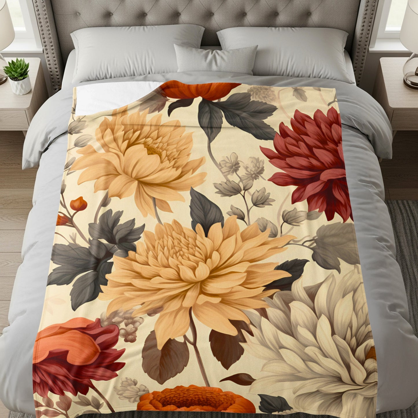 Elegant Floral Oversized Boho Style Blanket for Comfort