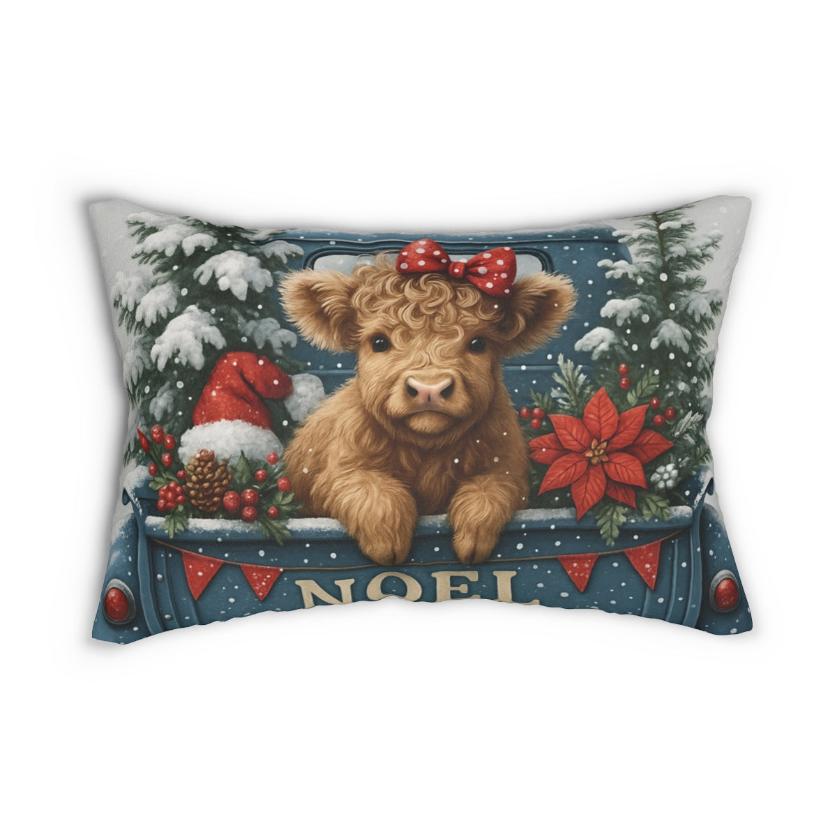 Christmas Cow Pillow with Festive Holiday Design