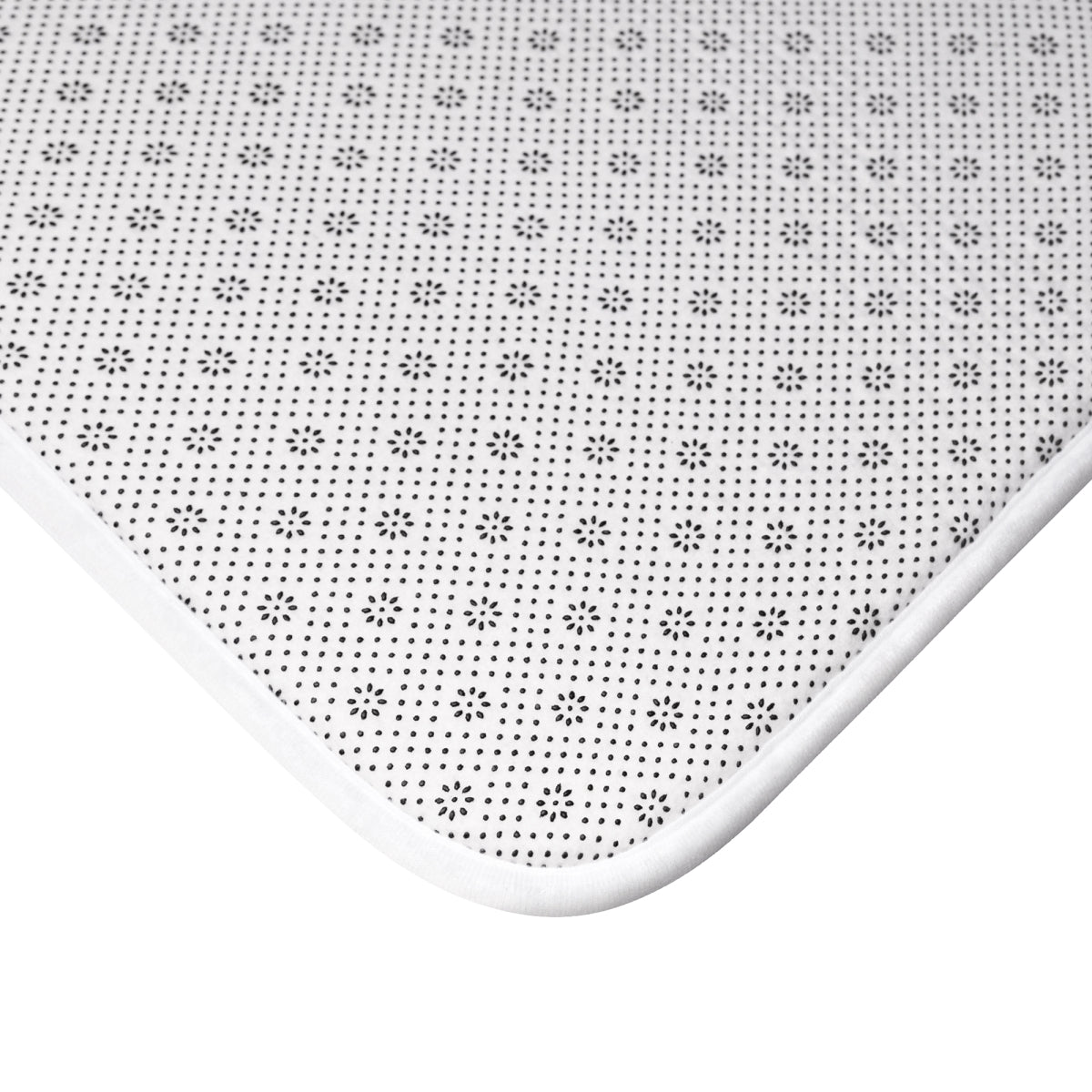 Floral Patterned White Rectangular Bath Mat Product