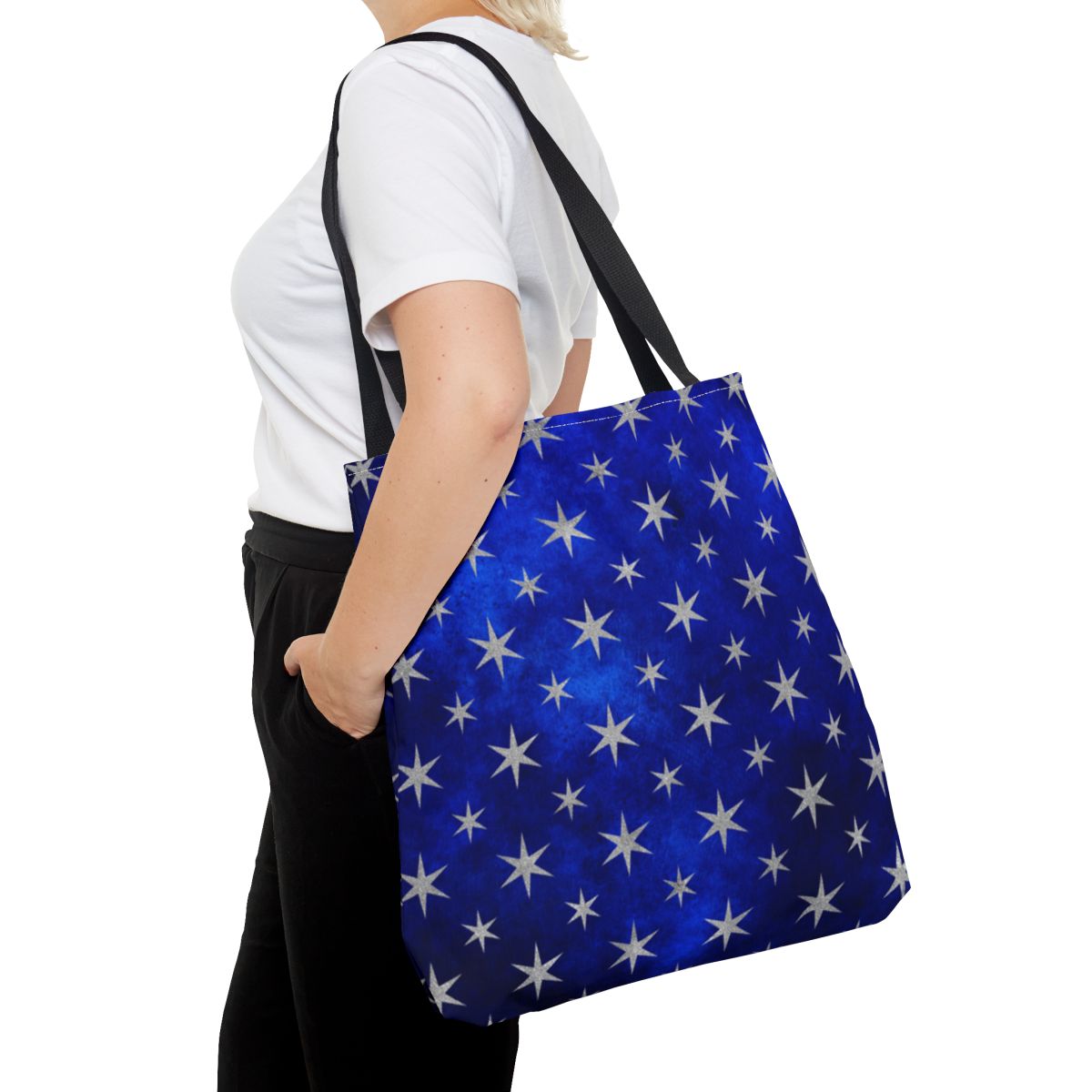 Blue Starry Pattern Large Tote Bag for Everyday Use