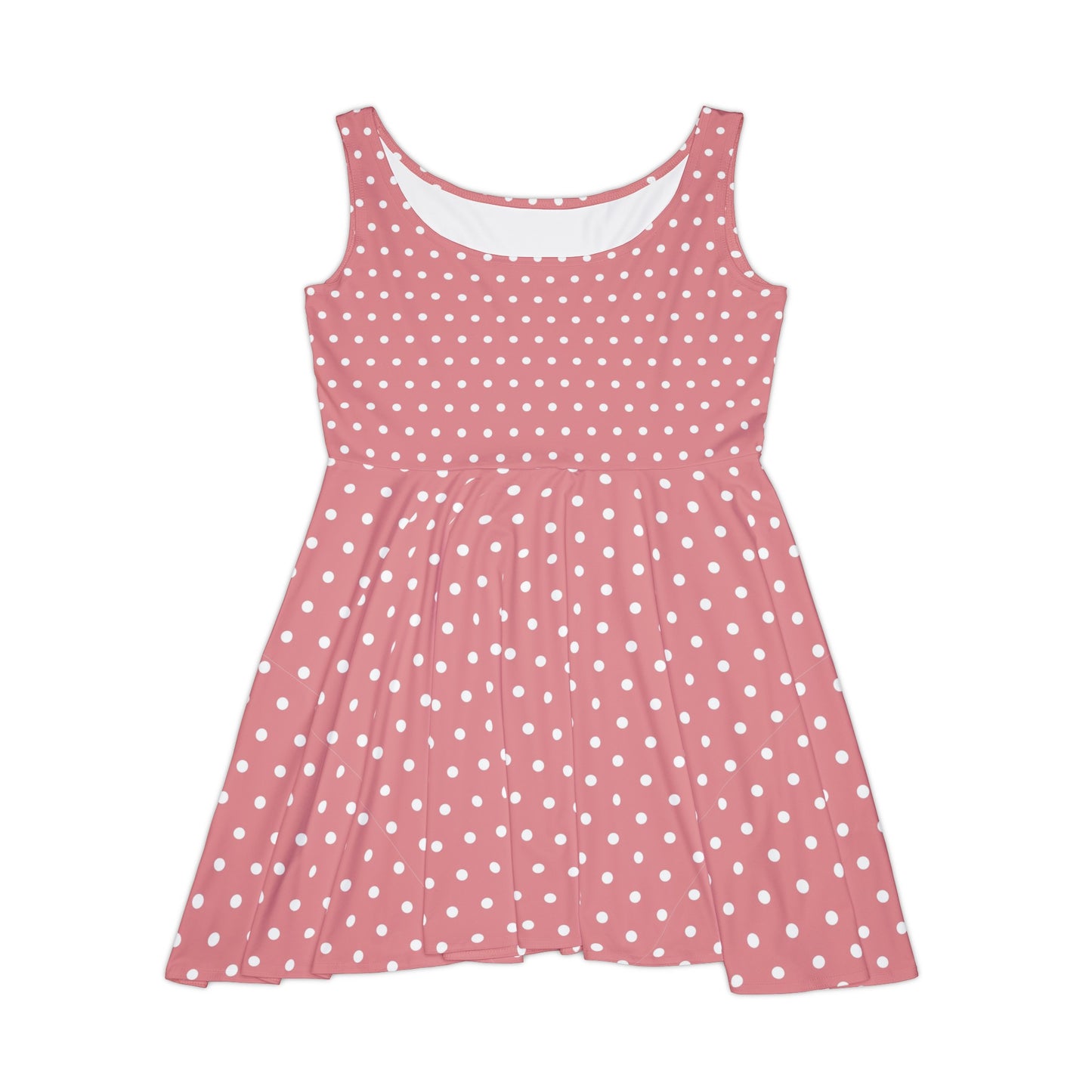 Rose Pink Polka Dot Skater Dress Fit and Flare Sundress, Cute Summer Dress, Swing Dress