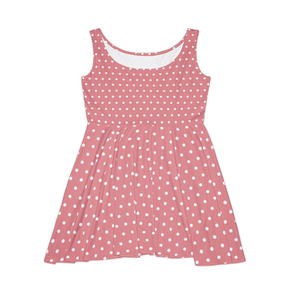 Rose Pink Polka Dot Skater Dress Fit and Flare Sundress, Cute Summer Dress, Swing Dress