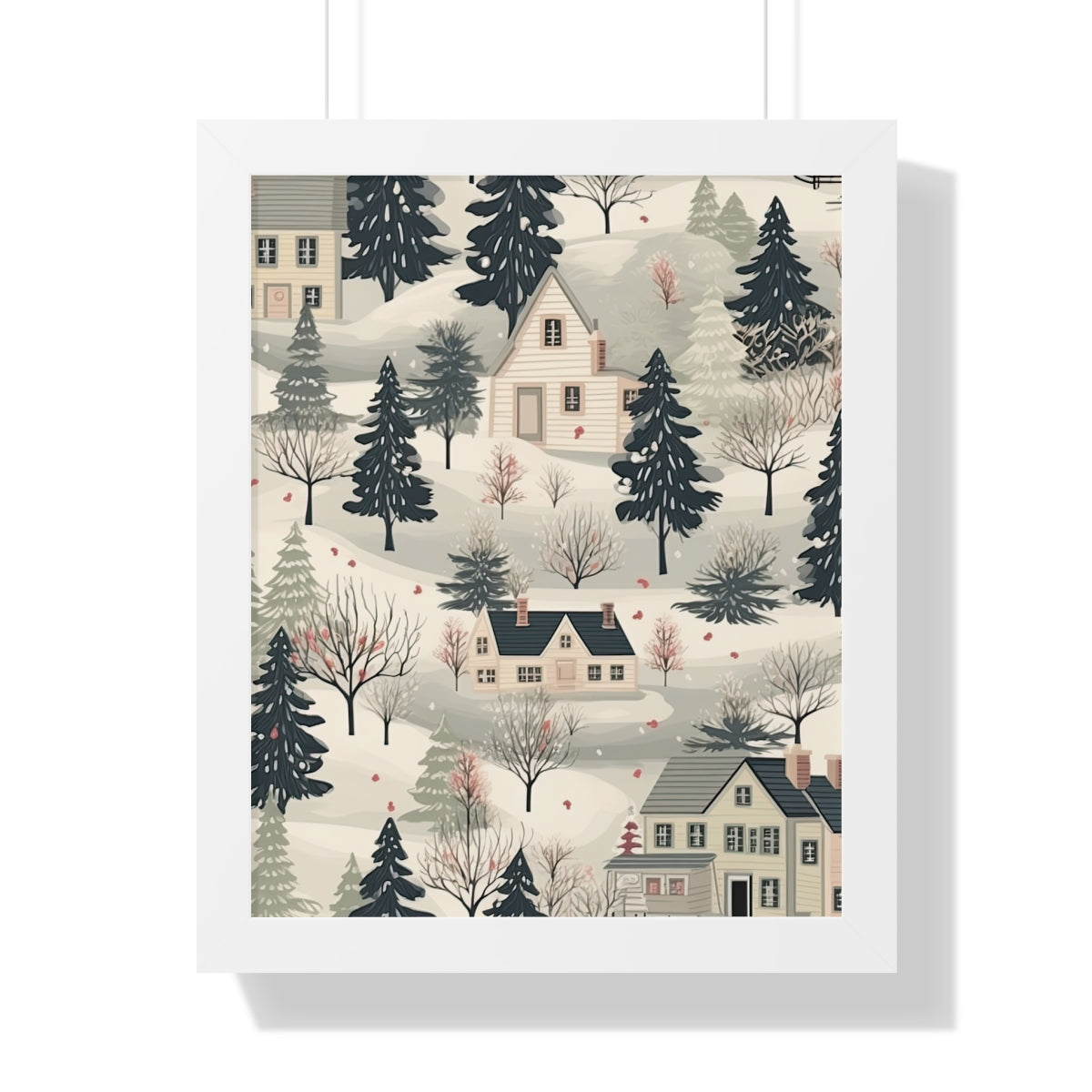 Winter Village Scenic Art Print Poster