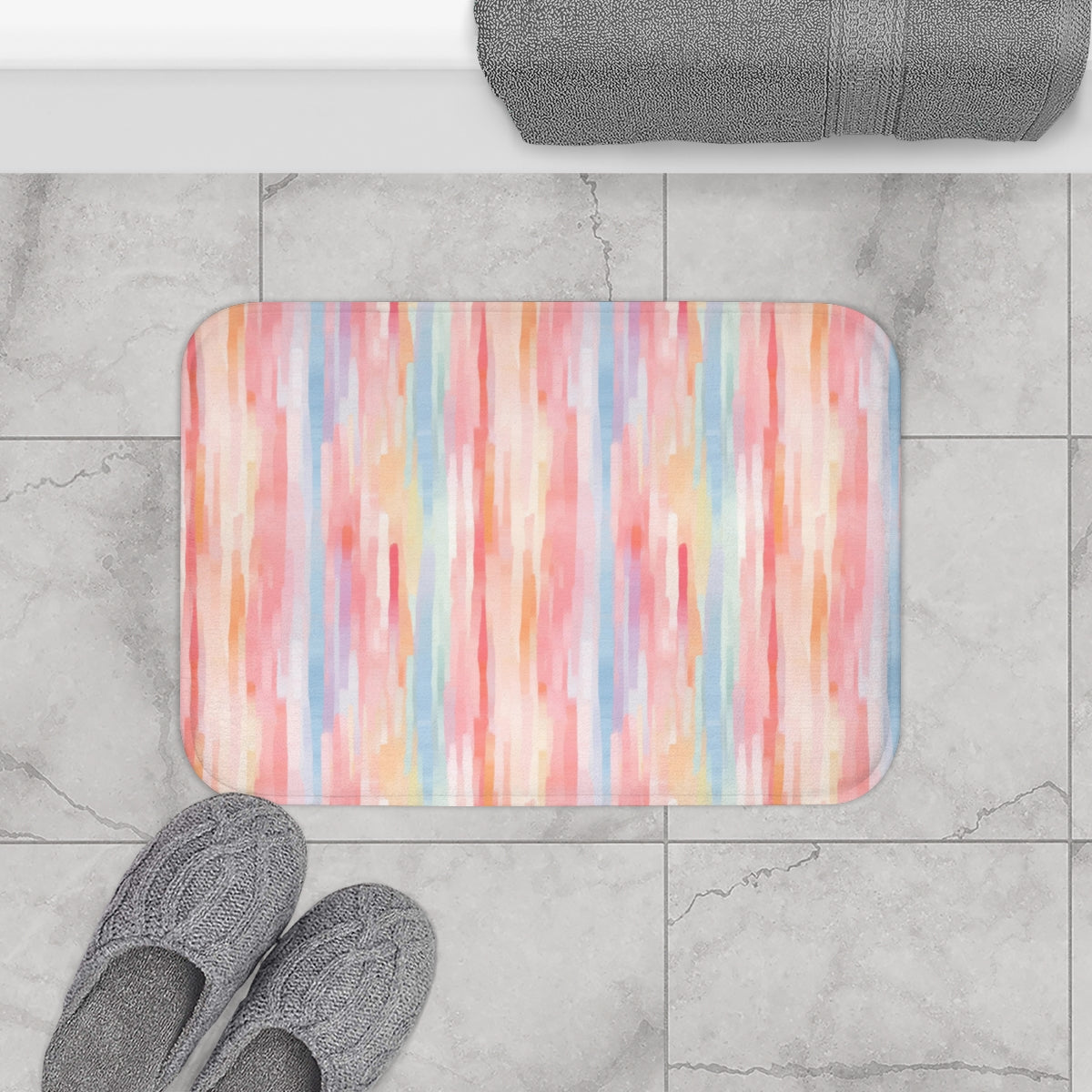 Vibrant Striped Pattern Bath Mat for Colorful Decor