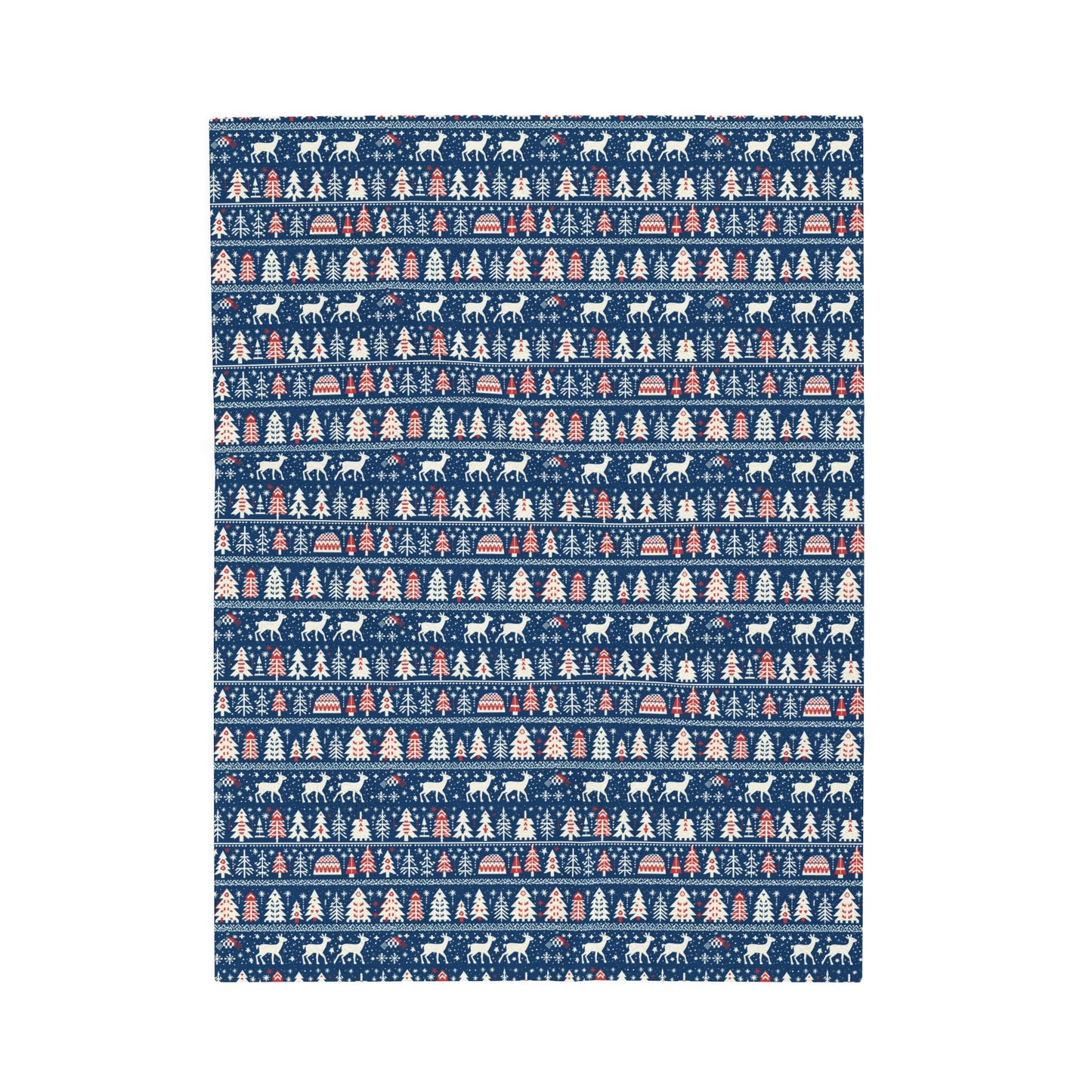 Blue Fair Isle Plush Blanket Cozy Warm Throw Blanket Couch Nordic Decor