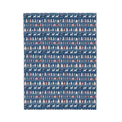 Blue Fair Isle Plush Blanket Cozy Warm Throw Blanket Couch Nordic Decor