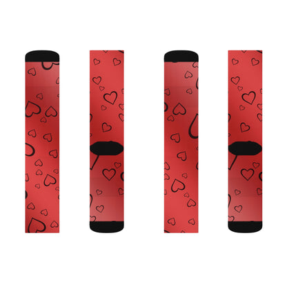 Red Heart Valentine Sublimation Socks Cute Cool Fun Novelty Socks Unisex