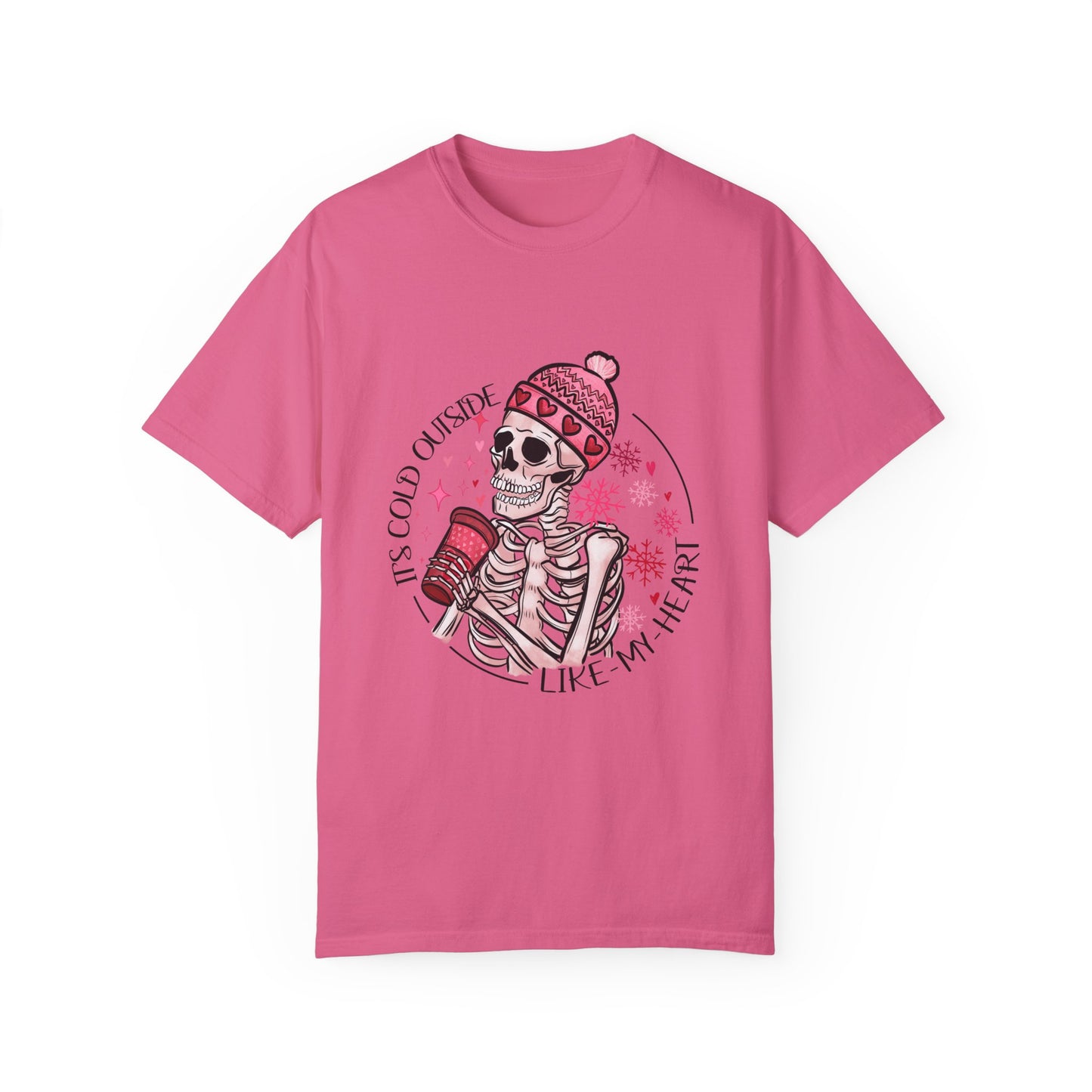 Valentine Skeleton Cold Like My Heart Graphic Tee Shirt Goth Valentine Shirt