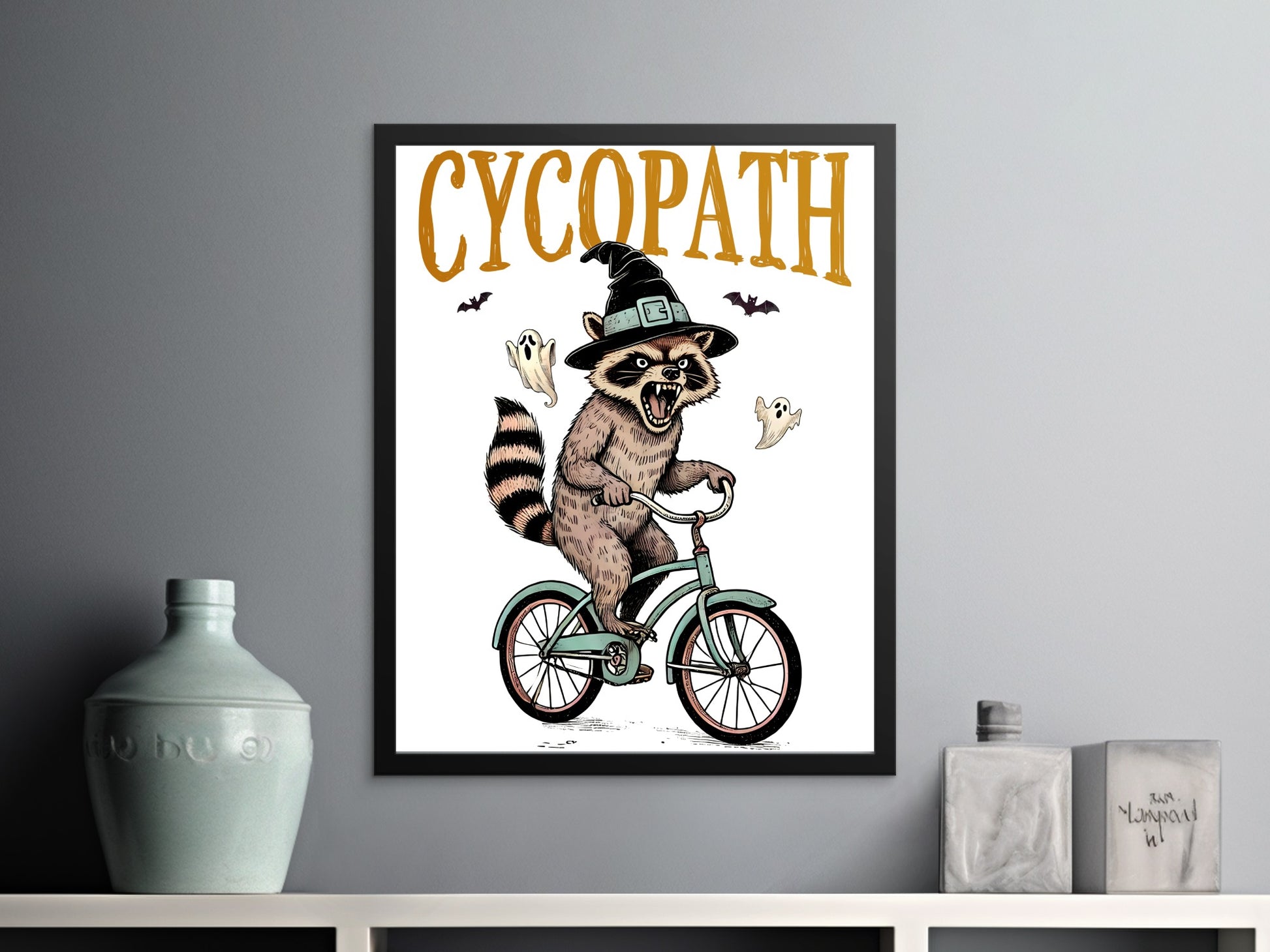 Halloween Raccoon Cycling Poster Wall Art product