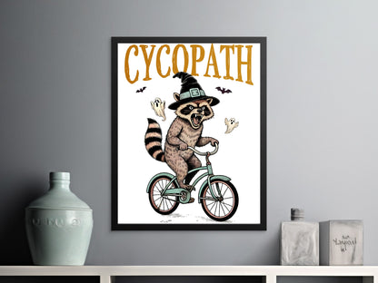 Halloween Raccoon Cycling Poster Wall Art product