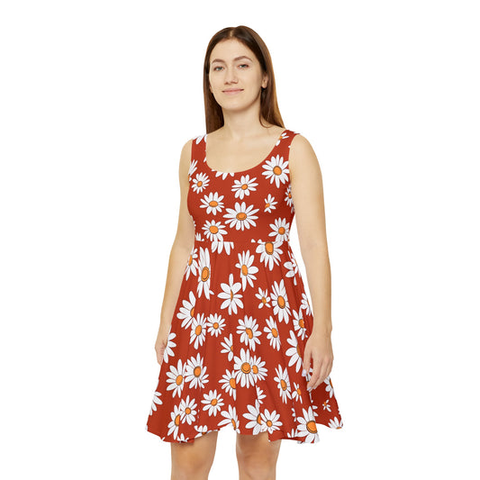 Daisy Skater Dress Summer Dress- Cute Floral Dress Fit and Flare Dress-Sun Dress