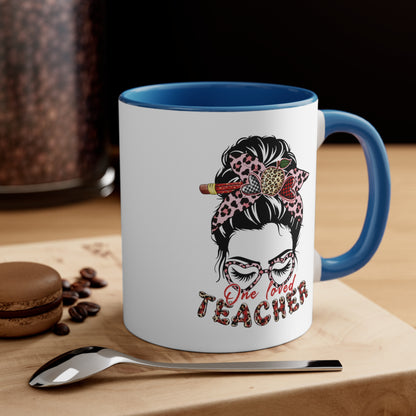 Teacher Valentine Coffee Mug, One Loved Teacher, Accent Coffee Mug, 11oz