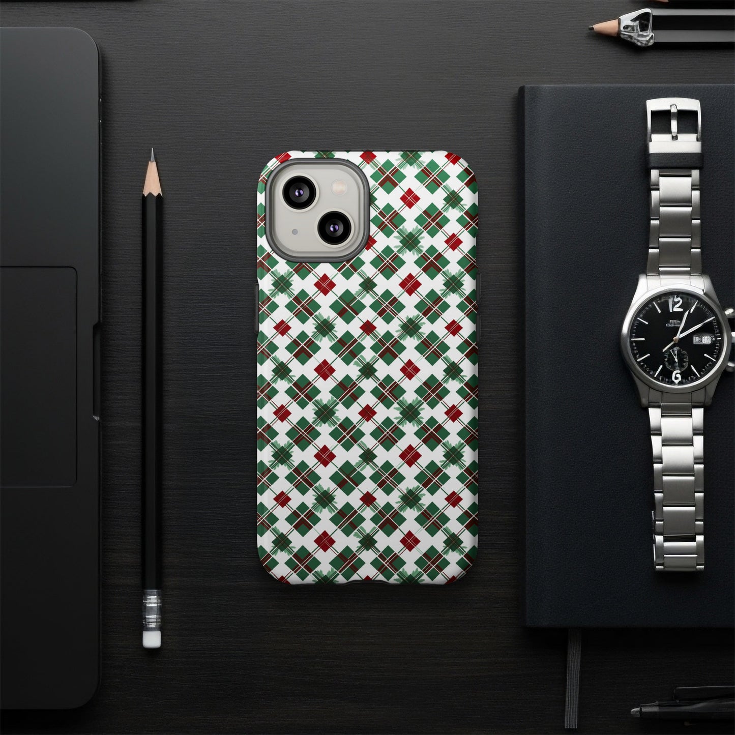 Festive Red and Green Plaid Pattern Phone Case