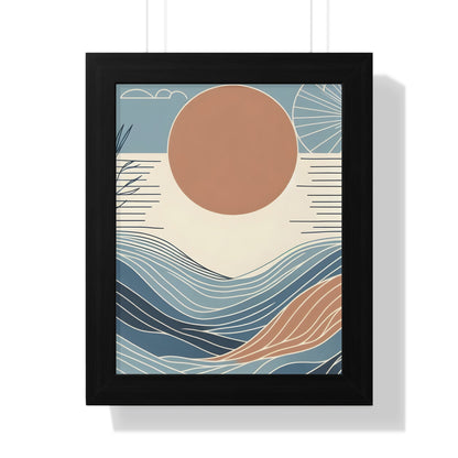Abstract Sunset and Waves Framed Wall Art product