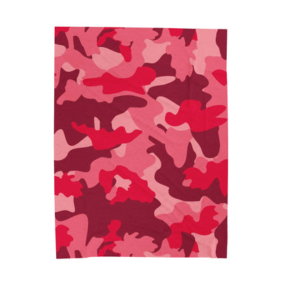Red Camouflage Velveteen Plush Blanket, Cozy Warm Throw Blanket