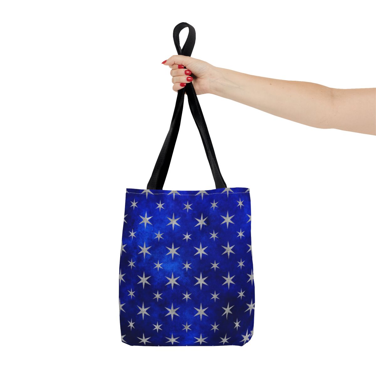 Blue Bag with White Star Pattern Design Tote