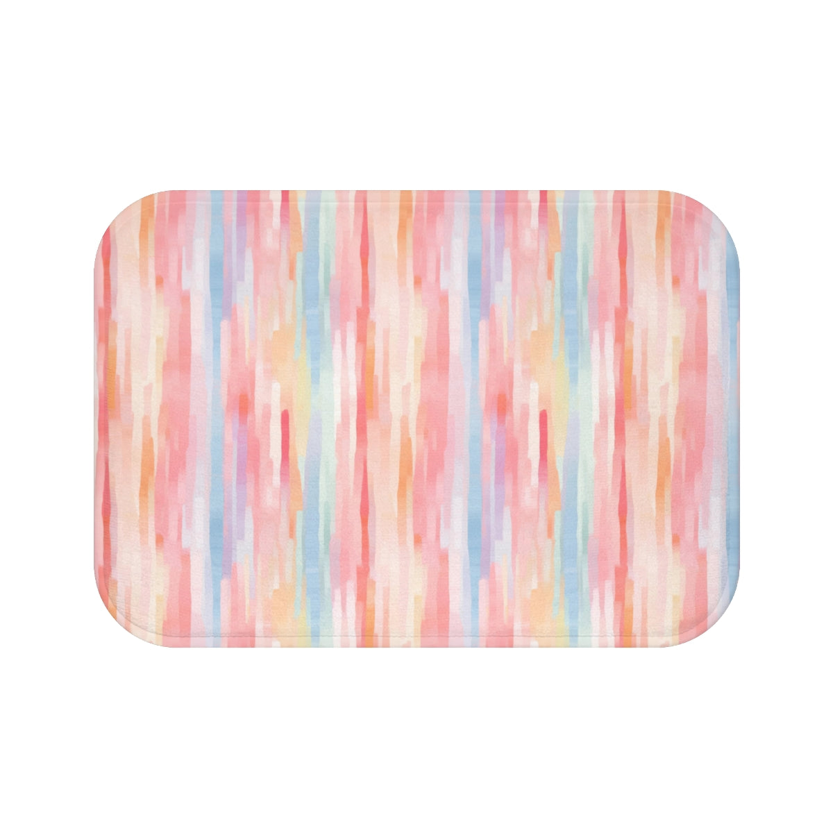 Colorful Vertical Painted Stripe Pattern Bath Mat