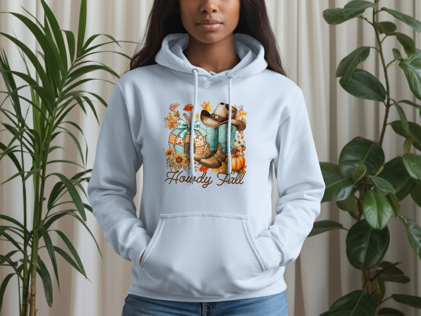 Howdy Fall Hoodie with Rustic Autumn Graphics product