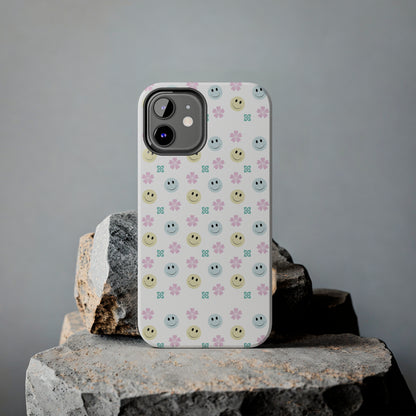 Smiley Face Retro Tough Phone Case, Cute Cool Trendy Biodegradable Phone Case