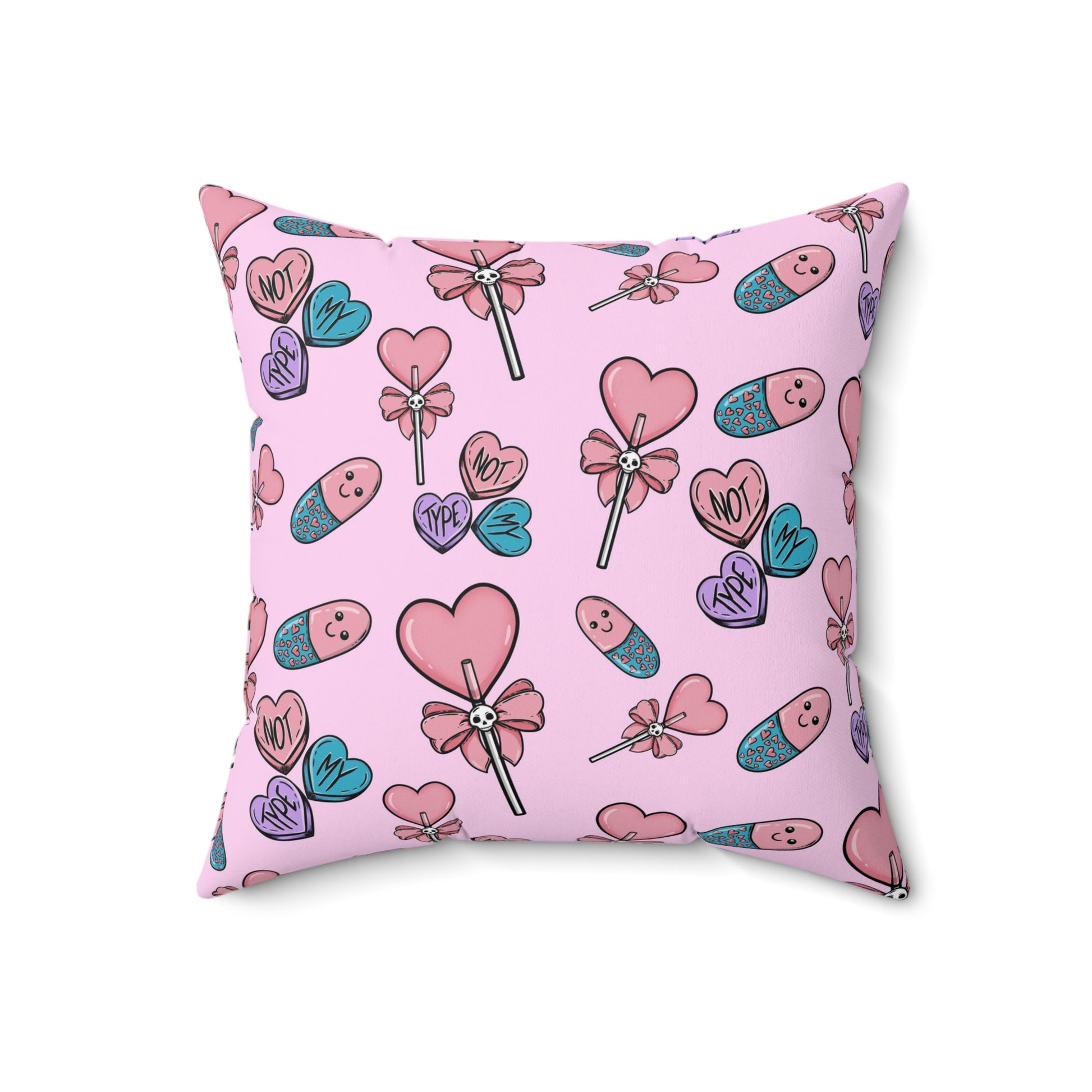pastel goth pink throw pillow and cover, cute decorative valentines day pillow