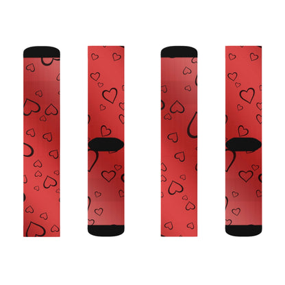 Red Heart Valentine Sublimation Socks Cute Cool Fun Novelty Socks Unisex