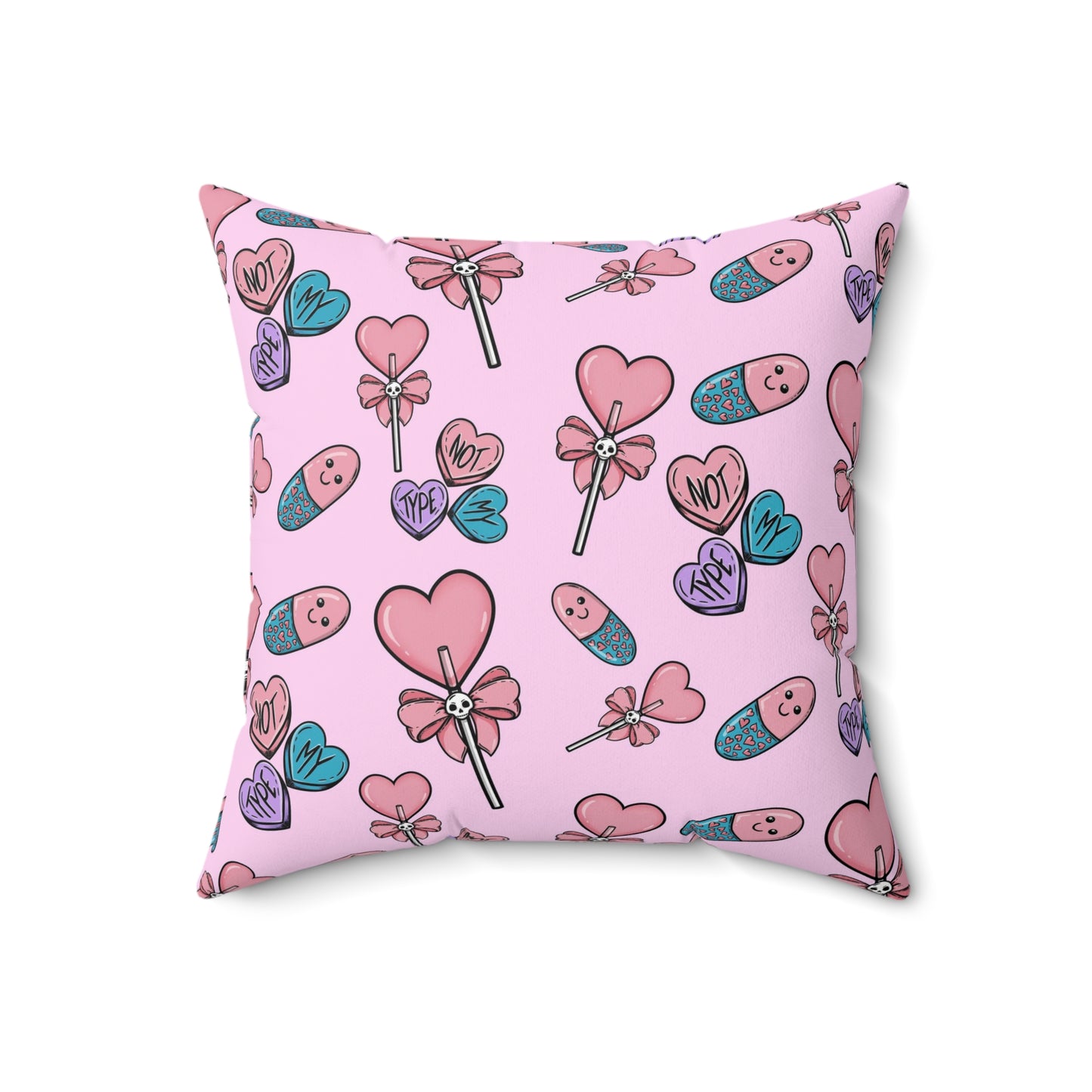 Pastel Goth Valentine's Day Pillow and Pillow Cover Pillow Spun Polyester Square Pillow