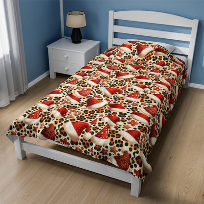 Velveteen Plush Blanket - Leopard Print Christmas Throw Blanket Couch