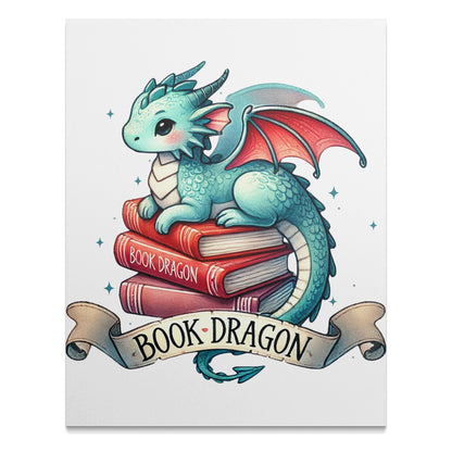 Cute Blue Baby Dragon with Books wall art product type