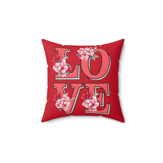Love Throw Pillow Floral Red Valentine Throw Pillow Cover Decorative  Couch Pillows